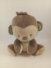 Fisher Price 2012 Snugamonkey Plush Monkey Small Brown Green Bow 95660 6"
