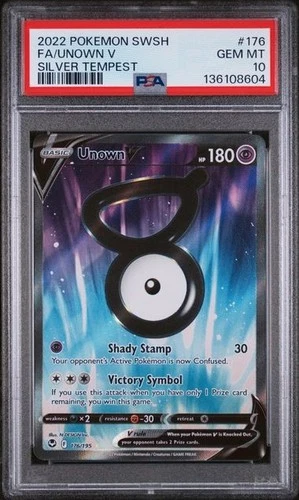 PSA 10 Unown V 176/196 Silver Tempest Full Art Holo | Pokemon 2022