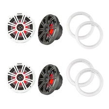 Kicker KM65 6.5" LED Marine Speakers 4 Pack with LED Rings for Boats
