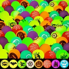 104 Pcs Glow in The Dark Halloween Bouncy Balls , 8 Designs... 