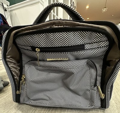 JuJuBe Be Prepared Diaper Bag Queen of the Nile Legacy Black White Missing Pad