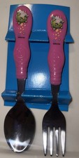 Shopkins Easy Grip Flatware Spoon Fork Pink NEW NO BOX