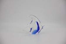 Formia Murano Art Glass Fish Sculpture Blue Clear Hand Blown Italian Decor