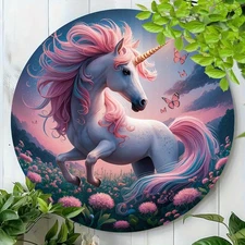 Aluminum Foil Engraving Wall Art, UV Resistant Metal Tin Painting, Round Hanging