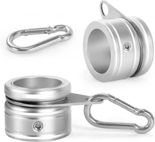 Aluminum Alloy Flag Pole Rings with 360° Swivel Clips - Pack of 2 (Silver)