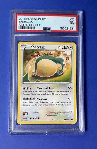 2016 Pokémon XY Snorlax Fates Collide #77 PSA 7 NM