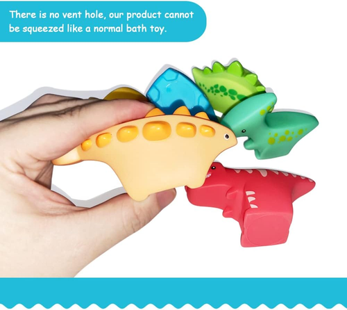 Floating Dinosaur Bath Toys without Holes(6Pcs),Baby Soft Bath Time Toys,Bathtub - Picture 3 of 12