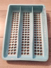 Vintage Blue W/ Rainbow DEKA PLASTICS Drawer Organizer Silverware Tray ELIZ, NJ