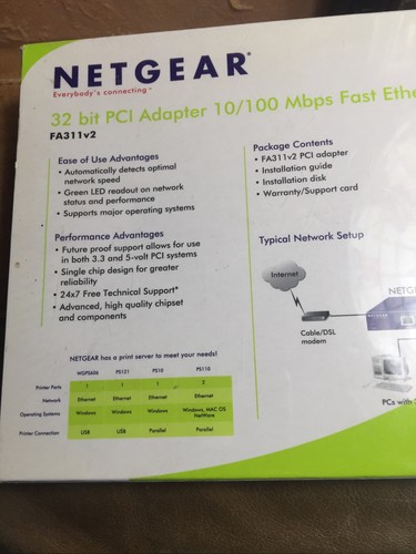 Netgear 32bit pci adapter 10/100 mbps fast ethernet nic FA311 New Sealed network - Picture 10 of 10