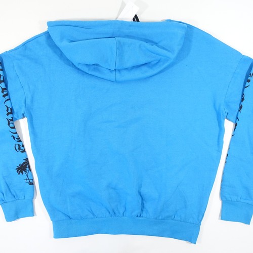 ELEVEN PARIS BLUE SMALL TROPICAL PALM TREE HOODIE PULLOVER SWEATER MENS NEW - Picture 8 of 9
