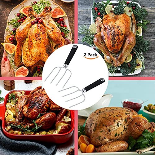 Turkey Lifter Forks Set of 2 Stainless Steel Turkey Lifters with Non