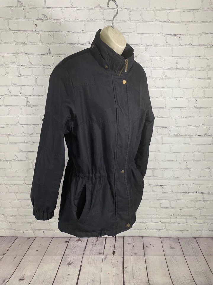 Abrigo Larry Levine Sport Negro Cremallera Completa A Presión Aislado Forrado Chaqueta Anorak M Foto 2 de 4