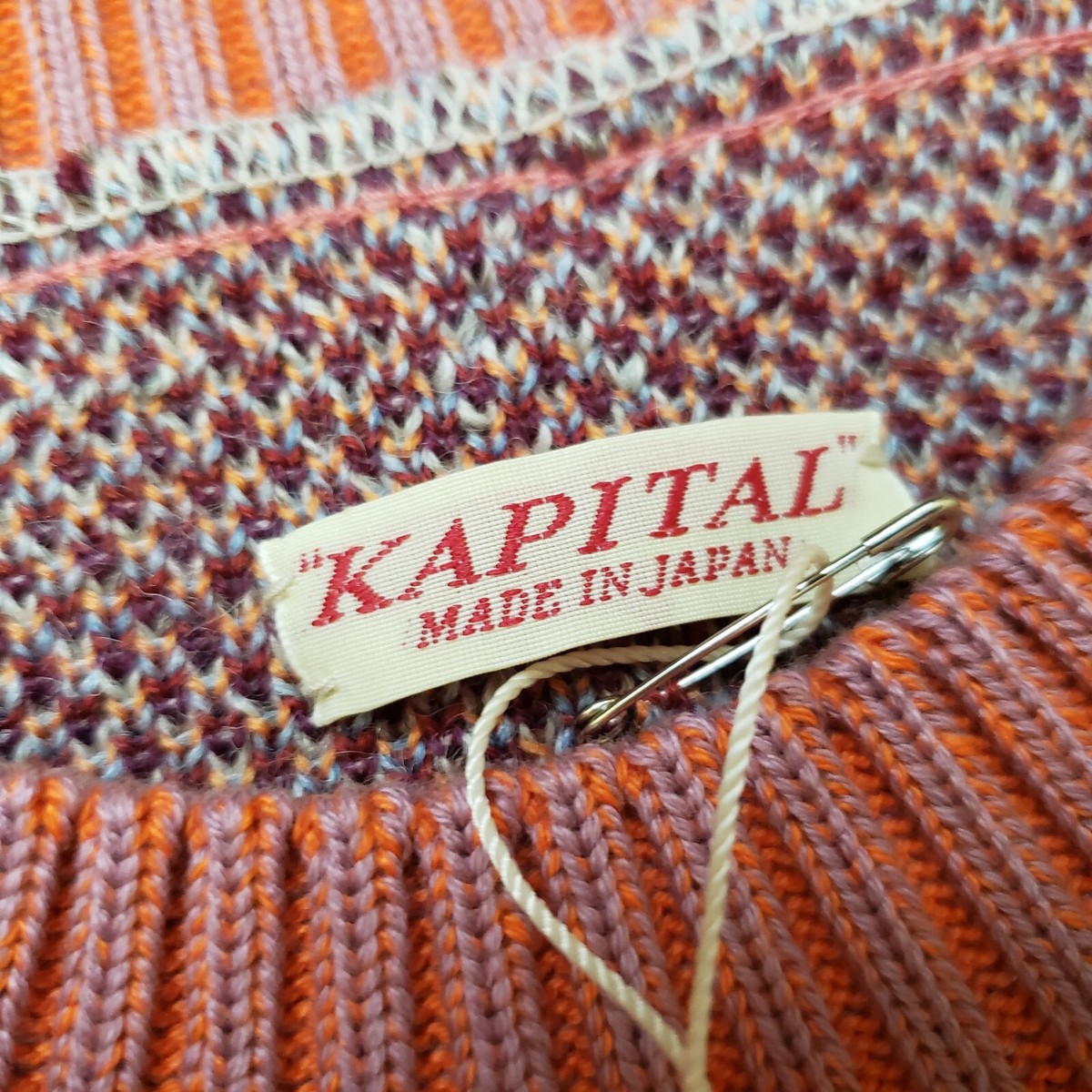 NWT KAPITAL 7G Knit Alaska Camp Piano Crew Neck Sweater Gray Size