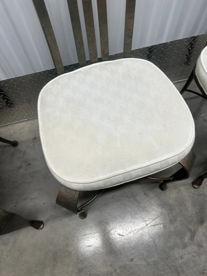 Late 20th Century Modern Shaver Howard Slatted Steel Back Dining Patio Chairs - Image 4 of 4