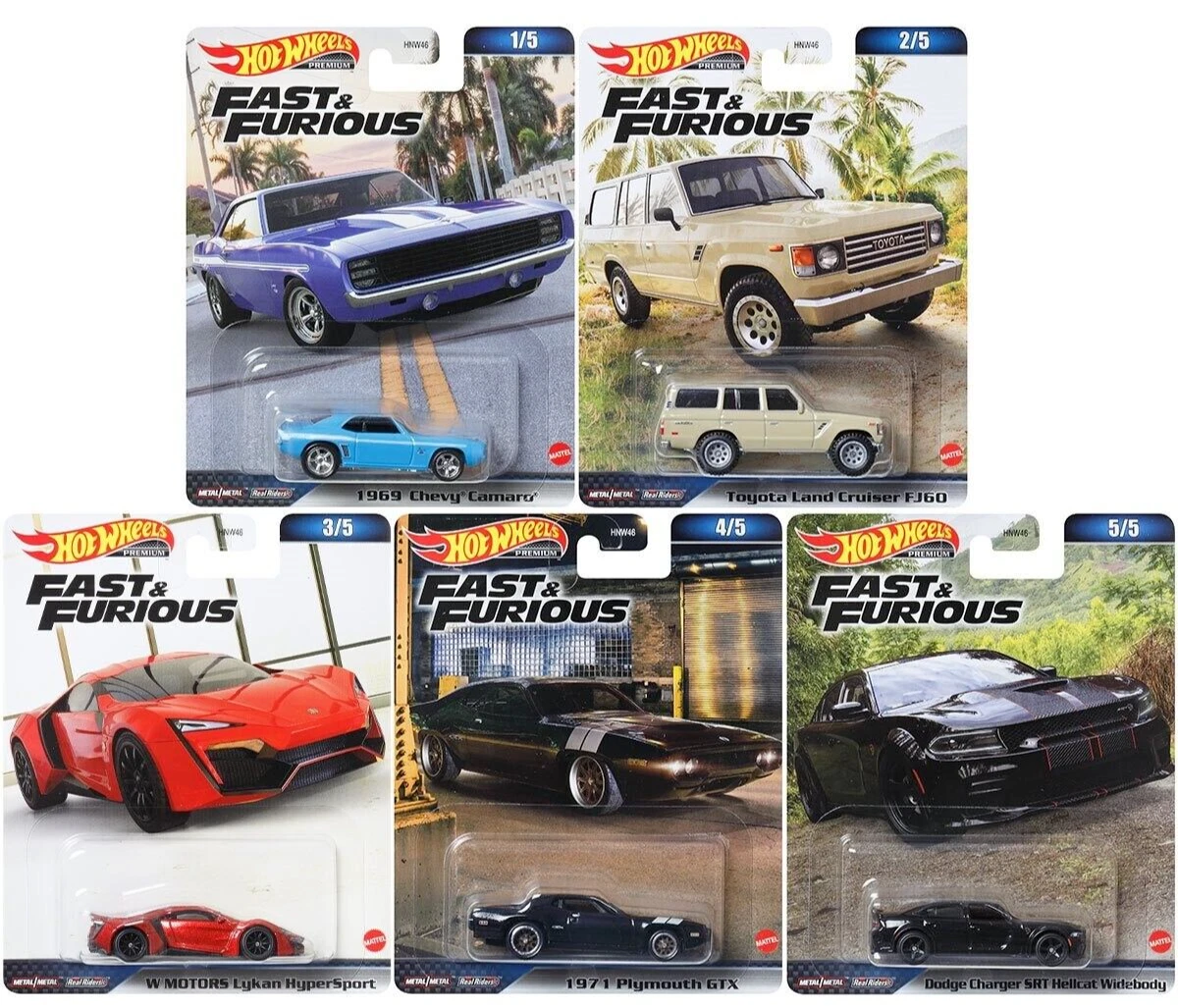 HOT WHEELS 2023 PREMIUM FAST & FURIOUS CASE A SET OF 5 NISSAN PORSCHE