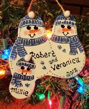 Personalize ORNAMENT Family of 3 Snowman U CHOOSE NAME  YEAR Christmas Snowmen