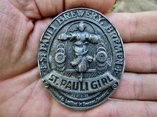 Vtg ST PAULI GIRL Belt Buckle 1976 Bremen BECK's BEER Bergamot RARE VG+