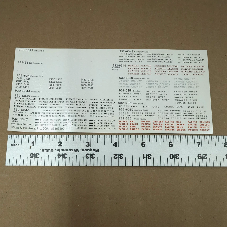 Walthers Decal Sheet 2001 Part No. 85163400 Unused Car Markings HO Scale - Image 2 of 3