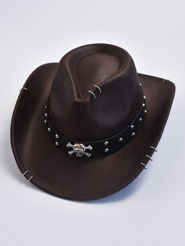 Vintage Faux Leather Western Cowboy Hat for Men, Jazz Style Panama Cowgirl Cap - Picture 5 of 10