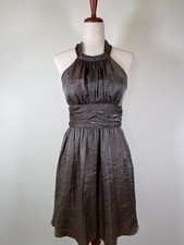 Adrianna Papell Boutique Halter Dress Metallic Size 6 Brown Mini Formal Dance