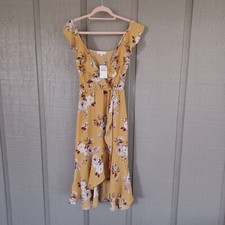 Socialite Floral Printed Ruffle Dress Size XS Color Mustard Floral