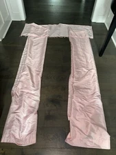 1 set of Pink Curtains 2 side panels 85"x 58" valance with clear beading 18"x 55