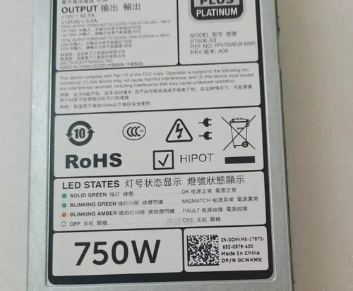 Dell R730 R730xd R630 750W HVDC 240V DC & 220V AC Power Supply CWKMX - Picture 4 of 4