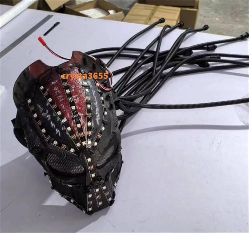 Déguisement Casque LED Predator – Costume Robot Lumineux RGB, Fête, One Size