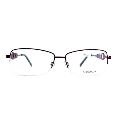 Titanium220 T220-06 COL 80 Mulberry Rectangle Half Rim Eyeglasses 57[]15 135 mm