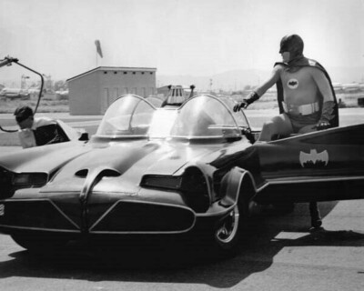 Batman TV series Adam West & Burt Ward exit Batmobile at airport 24x36 Poster
