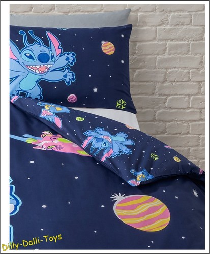 Juego de funda nórdica y funda de almohada 100 % algodón Disney Stitch azul marino espacial - Imagen 4 de 13