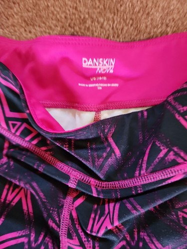 Danskin Now Sz L (10-12) Womens Athletic Leggings Dri More Black Pink - Picture 2 of 2