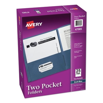 Avery 47985 40-Sheet Capacity 11'' x 8.5'' 2-Pocket Folder - Dark Blue (25/BX) New