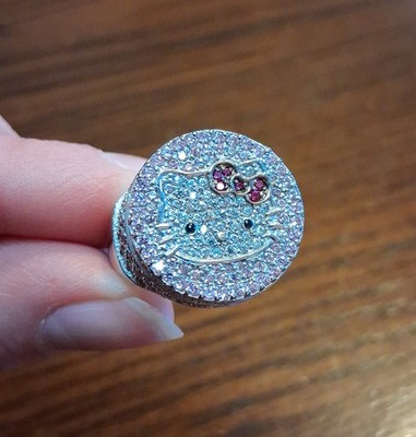 Authentic Sanrio Diamonique Hello Kitty Sterling Ring Size 10 Rare See Pics/Desc