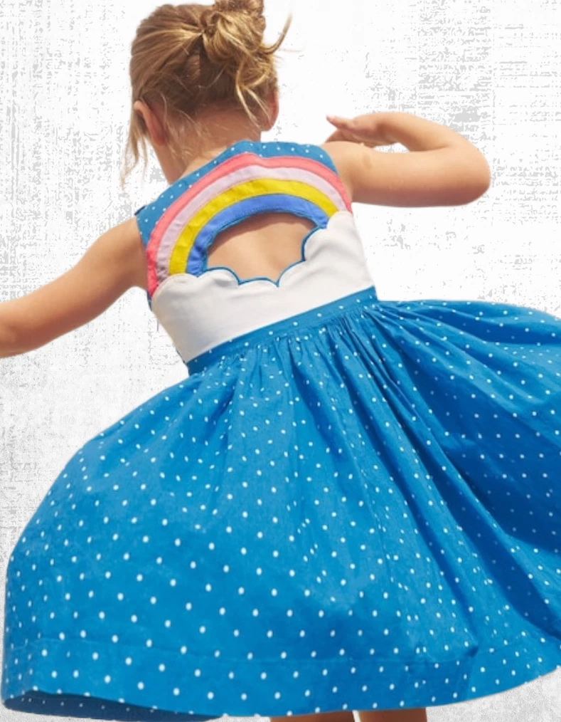 Robe De Fête Pour Fille Mini Boden - Taille 11-12 Ans, Rose à Pois, 100% Coton, Genou