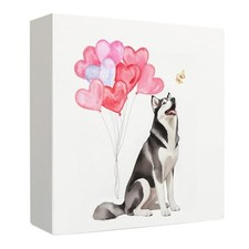 Husky Gifts for Husky Lovers Wooden Box Sign, Husky Dog Mom Husky Pink Hearts
