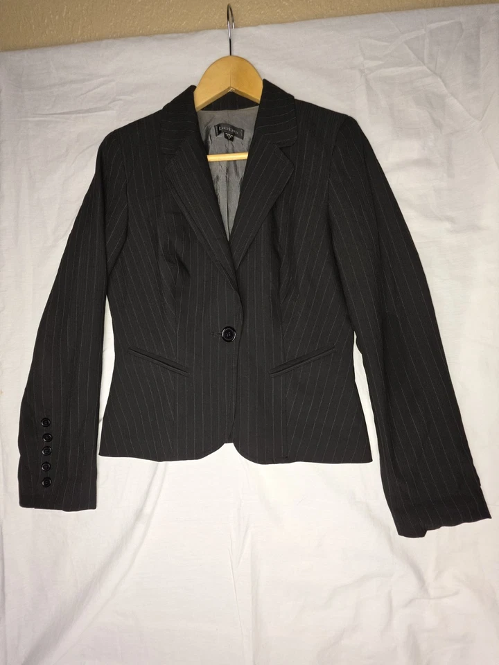 Blazer Bebe a Rayas Empresarial Carrera Chaqueta Botón Delantero Negro Talla Desconocida Foto 2 de 4