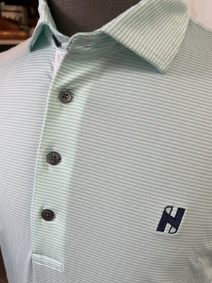NICE Greyson x Hudson National Golf Club Polo Shirt Men s M Mint Green Stripe