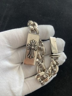 Chrome Hearts 8” FancyCuban Bracelet Single cross ID Bracelet 99c Auction