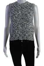 Trina Turk Womens Cotton Sleeveless Round Neck Sweater Vest White Size P