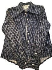 Christian Dior Blue Denim Oblique Button Up Shirt