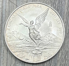 2011 Mexico .999 Silver Libertad 2ozt Plata Pura Round, Limited Mintage