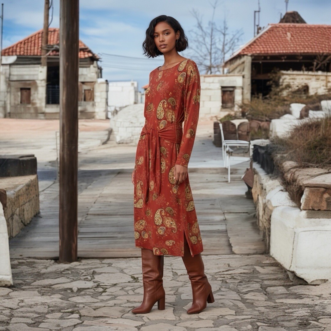 NWT Johnny Was Paisley Tie Front Knit Dress Size XL $225