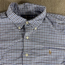 Ralph Lauren Shirt Mens XL Blue Check Long Sleeve Button Down Pony Logo