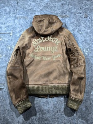 vtg hooded naturally faded schott leather bomber