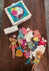 Vintage Barbie Skipper & Fluff With Clothes Accessories & Case