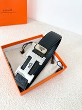 H.e.r.m..es H Buckle Belt Black Leather Reversible Designer Belt -3.8cm