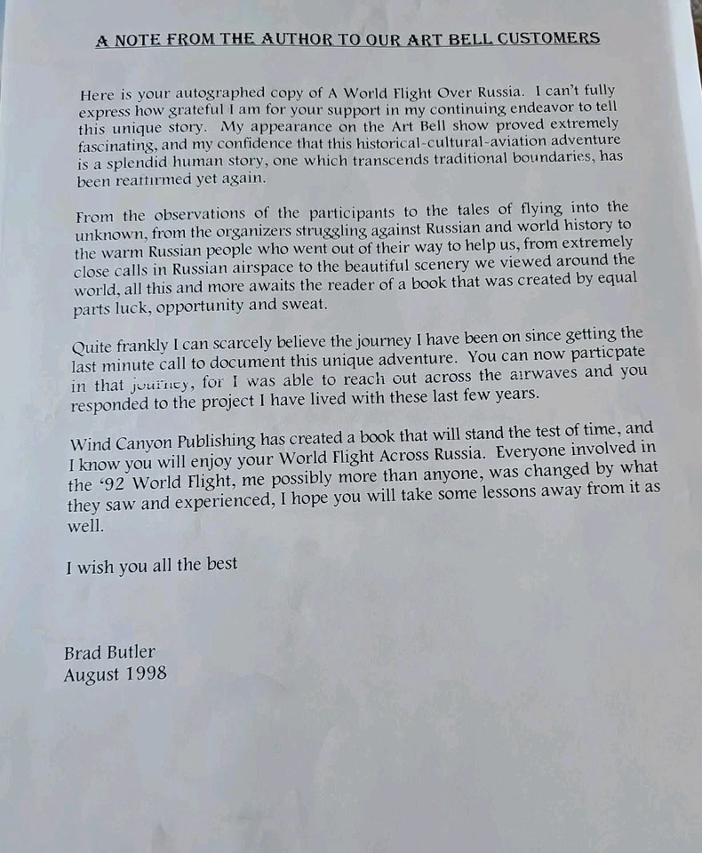 A World Flight Over Russia, Author  Signed Pre-owned Paperback - Image 4 of 4