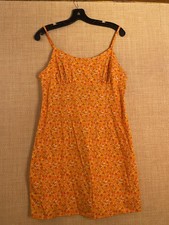 Wild Fable sleeveless A-line shift short dress size L orange with floral print