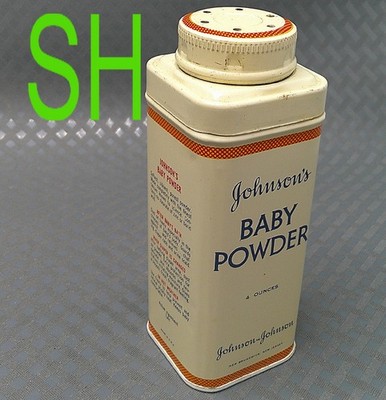 Vintage 1950s Johnson's Baby Powder Metal Tin Container Can 4 Ounces Talc Inside